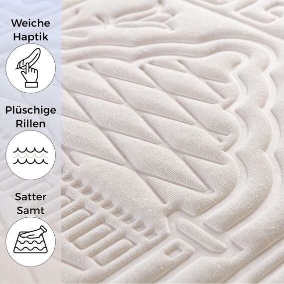 Sacred Artisans Gebetsteppich | Gepolsterte muslimische Gebetsmatte mit dickem Schaum, weichem Samt, Geschenk für Ramadan (Seide Creme)
