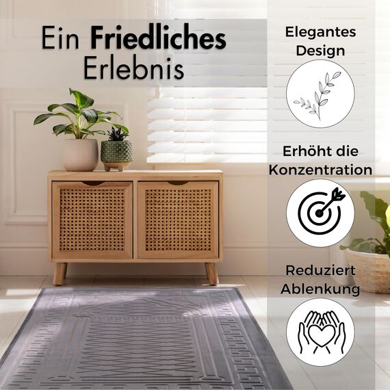 Sacred Artisans Gebetsteppich | Gepolsterter muslimischer Gebetsteppich mit dickem Schaumstoff, weicher Samt, Geschenk für Ramadan (Salbeigraut)
