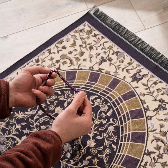 SUMELA Muslimischer Gebetsteppich mit Tasbih – Gebetsteppich – islamisches Geschenk-Set – Gebetsmatte Islam – Reise-Gebetsteppich – Islamischer Gebetsteppich – tragbare Gebetsmatte – muslimische