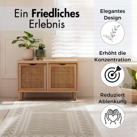 Sacred Artisans Gebetsteppich | Gepolsterte muslimische Gebetsmatte mit dickem Schaum, weichem Samt, Geschenk für Ramadan (Seide Creme)