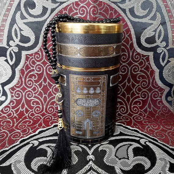 Prayeristan Muslimischer Gebetsteppich,Gebetsteppich mit Geschenk Gebetskette & Spezieller Kaaba-Box,Tragbare & Reise Gebetsteppich,Ramadan & Islamische Geschenke (Klarett Rot)