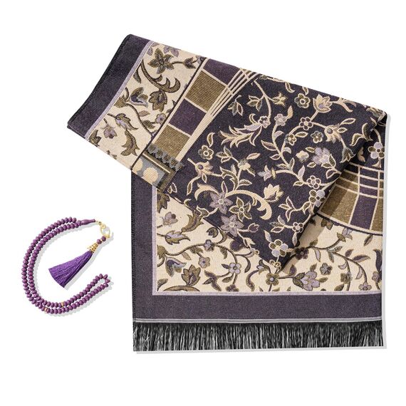 SUMELA Muslimischer Gebetsteppich mit Tasbih – Gebetsteppich – islamisches Geschenk-Set – Gebetsmatte Islam – Reise-Gebetsteppich – Islamischer Gebetsteppich – tragbare Gebetsmatte – muslimische
