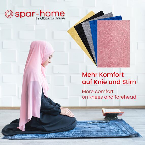 spar-home Gebetsteppich für Frauen – Weiche Teppich für Salah Beten Dicker Stoff Gebetsmatte für Erwachsene und Kinder Ideal als Badematte (Rosa)
