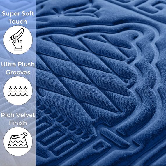 Sacred Artisans Gebetsteppich mit dickem, gepolstertem Plüschschaum | weicher Samt, muslimischer Gebetsteppich für Salah & islamisches Geschenk für Ramadan, Eid, Hadsch oder Reisen (Ozeanblau)