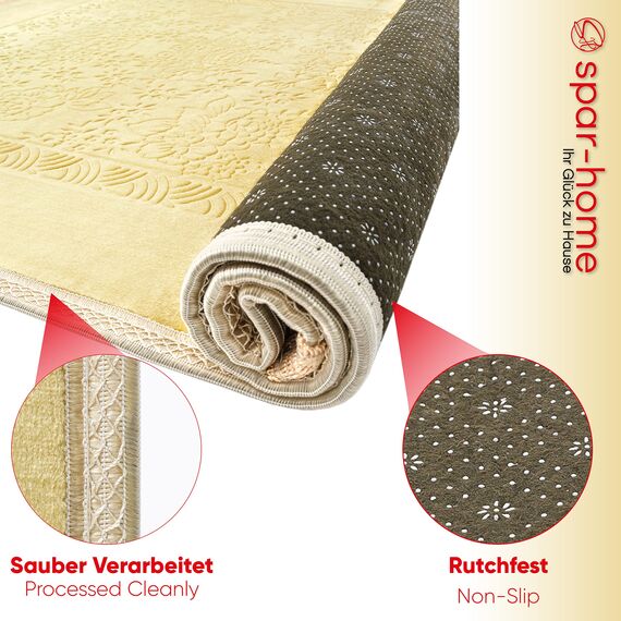 spar-home Gebetsteppich Islam – Weiche Teppich für Salah Beten Dicker Stoff Gebetsmatte für Erwachsene Frauen und Kinder Ideal als Badematte (Gold)