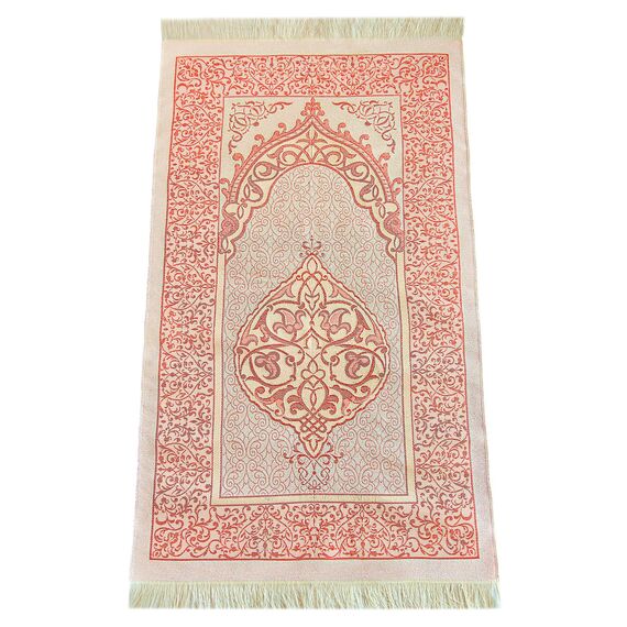 ihvan online Muslimischer Gebetsteppich und Perlen Mit Eleganter Tragbar Stoff Tasche, Janamaz, Sajjadah, Weiche Islamischen Gebetsteppich, Islamische Geschenke, Gebet Teppich Matte Taft Stoff Burgund