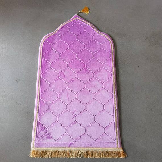 Baoblaze Traditioneller Muslimischer Gebetsteppich, Muslim Prayer Rug Weich, Gebet Teppich Matte Faltbar für Eid, Reisen, Floormat Flanell Teppich Verdickte, Ramadan-Geschenk für Kinder Männer Frauen