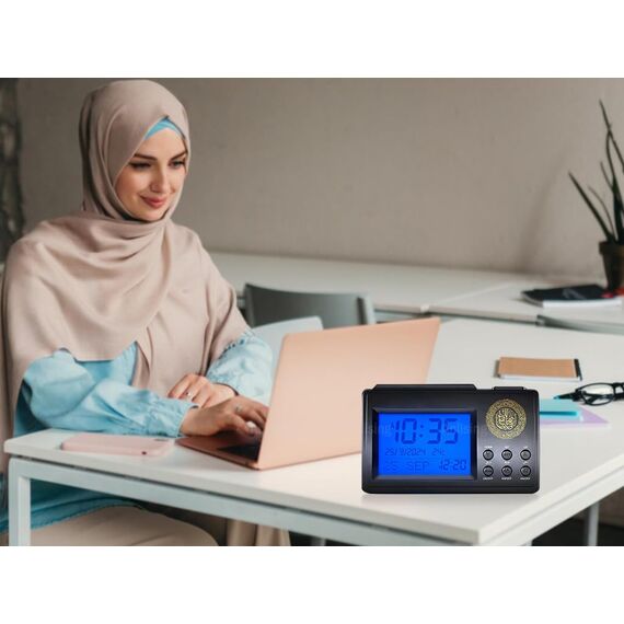 Anlising Islamischer Azan Wecker, Muslimische Gebetswecker, Muslim Azan Athan Prayer Table Clock, for All Prayers Qibla Direction (3006 Schwarz)
