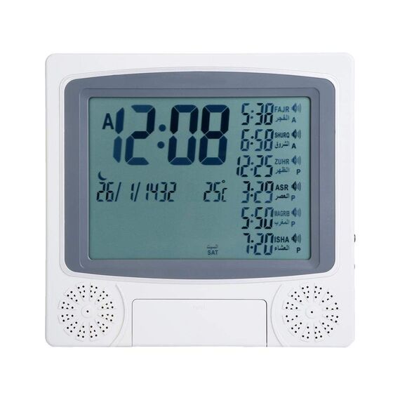 Cikonielf Muslimische Azan Gebetsuhr Islamische Azan Wecktischuhr Digitale Islamische Wecker LCD Uhr Gebetszeit Erinnerung Nachttisch Dekorative Uhr Islamische Tisch Adhaan Erinnerung