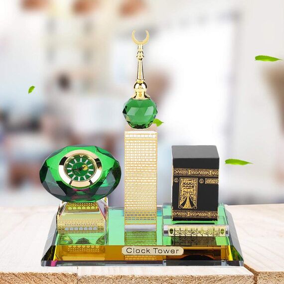Pssopp Muslimisches Handwerksmodell Muslimische Kaaba Glockenturm Modell Islamische Tischuhr Islamische Architektur Kunsthandwerk Souvenirs Home Desktop Decor