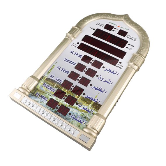 Muslim Wecker Muslimische Uhr islamischer Wandkalender Azan Moschee Gebetsuhr Islam weltweit Gebetszeit Makkah Gebetsmusik Digitalanzeige Wanduhr EU Plug 110v-240V