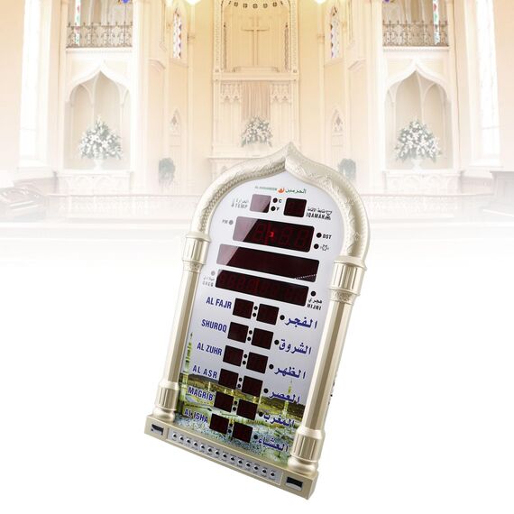 Muslim Wecker Muslimische Uhr islamischer Wandkalender Azan Moschee Gebetsuhr Islam weltweit Gebetszeit Makkah Gebetsmusik Digitalanzeige Wanduhr EU Plug 110v-240V