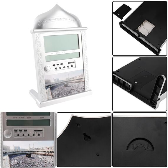 Muslimische Islamische Azan Wecker Muslim Gebet Wanduhr Uhr Azan Athan Digital Alarm Wanduhr Silber HA-4004 mit Stift