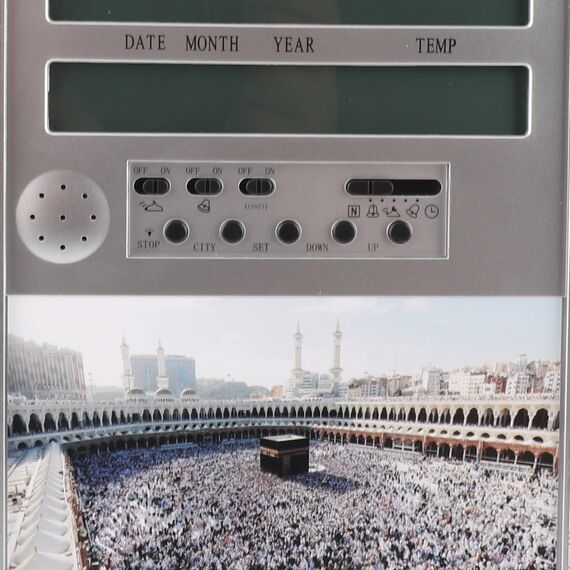 Muslimische Islamische Azan Wecker Muslim Gebet Wanduhr Uhr Azan Athan Digital Alarm Wanduhr Silber HA-4004 mit Stift