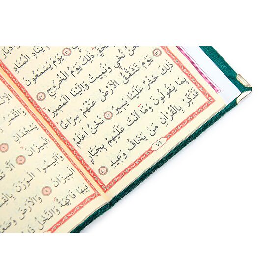 ihvan online Gebetsgeschenk Set für Männer und Frauen, Muslimischer Taft Gebetsteppich, Yaseen Buch, Salah Matte, Perlen Rosenkranz, Islamisches Geschenk für Ramadan & Eid & Mitgift, Grün