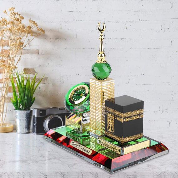 Pssopp Muslimisches Handwerksmodell Muslimische Kaaba Glockenturm Modell Islamische Tischuhr Islamische Architektur Kunsthandwerk Souvenirs Home Desktop Decor