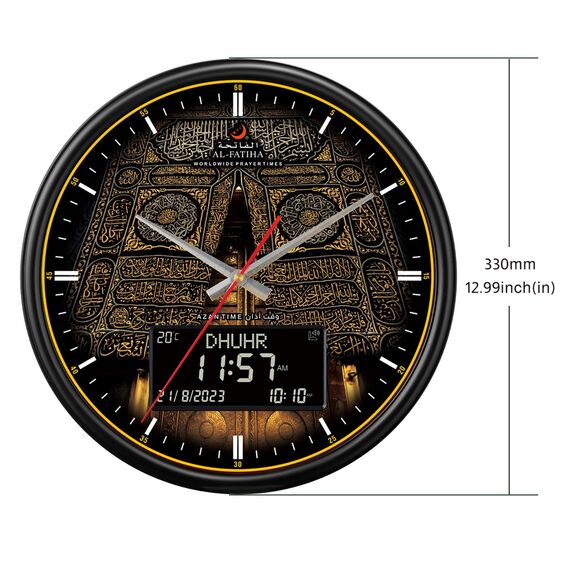 Al salama Azan-Uhr, Muslimische Gebetsuhr, Athan-Wanduhr, Digitale Azan-Uhr für Zuhause/Büro/Moschee (schwarz)