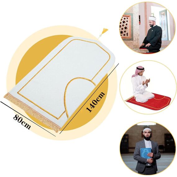 Dai Lufei Gebetsteppich-Set, muslimischer Gebetsteppich, dick und weich, Kaschmir-Imitat, lslamischer Gebetsteppich für Paare, Ramadan, Eid Bayram, islamisches Geschenk (Rotweiß, 80 x 140 cm)