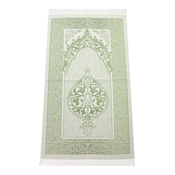 ihvan online Gebetsgeschenk Set für Männer und Frauen, Muslimischer Taft Gebetsteppich, Yaseen Buch, Salah Matte, Perlen Rosenkranz, Islamisches Geschenk für Ramadan & Eid & Mitgift, Grün