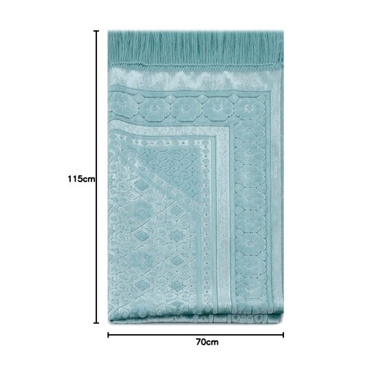 ihvan online, Soft Plüsch Lux Samt Muslim Gebetsteppich | Janamaz | Sajadah | Weicher islamischer Gebetsteppich | Islamische Geschenke | Gebets Teppichmatte, elegant, Farbe: Blau