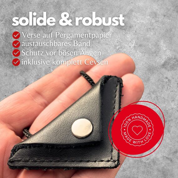 ZETTMANN® 2er Set Cevsen Leder Halskette Cevsen Muska Kette mit Knopf Cevsen Kolye Cevsen Anhänger Allah Kette für Muslim Herren und Frauen Prayer Chain Islam ideal als Geschenk in schwarz