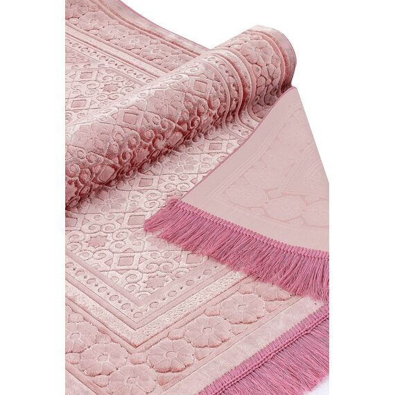 ihvan online, Soft Plüsch Lux Samt Muslim Gebetsteppich | Janamaz | Sajadah | Weicher islamischer Gebetsteppich | Islamische Geschenke | Gebets Teppichmatte, elegant, Farbe: Pink