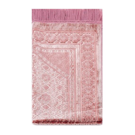 ihvan online, Soft Plüsch Lux Samt Muslim Gebetsteppich | Janamaz | Sajadah | Weicher islamischer Gebetsteppich | Islamische Geschenke | Gebets Teppichmatte, elegant, Farbe: Pink