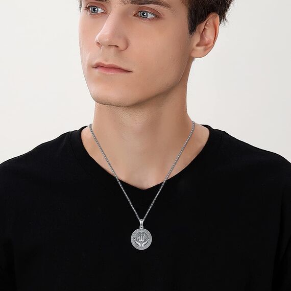 enjoylifecreative Allah Halskette für Herren Damen 925er Sterling Silber Arabische Muslim Anhänger Kette Islam Muslimische Religiöses Schmuck Geschenke für Frauen Männer
