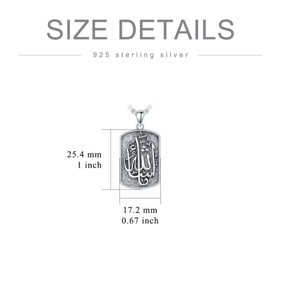 ROMANTICWORK Allah Kette Sterling Silber 925 Islam Kette Muslimische Halskette Arabische Kalligraphie Mashallah Erkennungsmarke Anhänger Islamischer Schmuck Geschenke für Männer Herren Damen