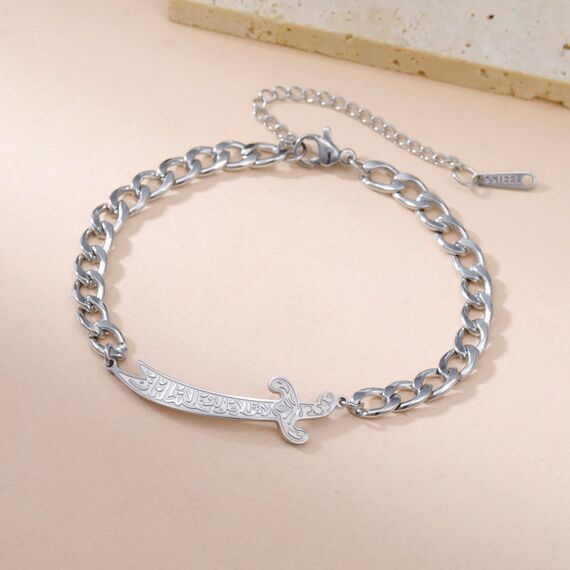 VASSAGO Zulfiqar Armband für Frauen Männer Edelstahl Imam Ali Schwert Armband Islamisches arabisches Geflochtenes Seil-Schnur Islam Muslimischer Schmuck