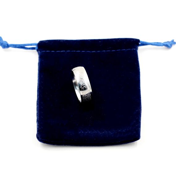 Uloveido 8mm Schwarzer Blauer Goldener Edelstahl Islamischer Muslimischer Muhammad Shahada Arabischer Gott Allah Botschafter Ring für Männer Jungen. (Weiß, 18.25)