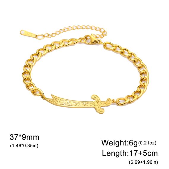 VASSAGO Zulfiqar Armband für Frauen Männer Edelstahl Imam Ali Schwert Armband Islamisches arabisches Geflochtenes Seil-Schnur Islam Muslimischer Schmuck
