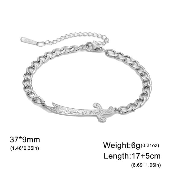 VASSAGO Zulfiqar Armband für Frauen Männer Edelstahl Imam Ali Schwert Armband Islamisches arabisches Geflochtenes Seil-Schnur Islam Muslimischer Schmuck