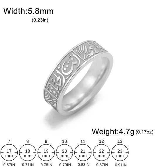 VASSAGO Edelstahl Ringe für Männer Frauen Trendy Muslim Allah Ring Islam Arabisch Shahada Ring Schmuck Geschenke