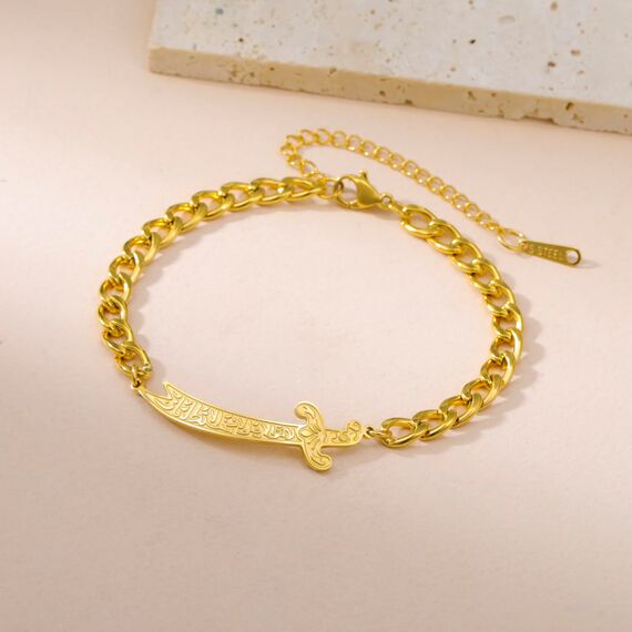 VASSAGO Zulfiqar Armband für Frauen Männer Edelstahl Imam Ali Schwert Armband Islamisches arabisches Geflochtenes Seil-Schnur Islam Muslimischer Schmuck