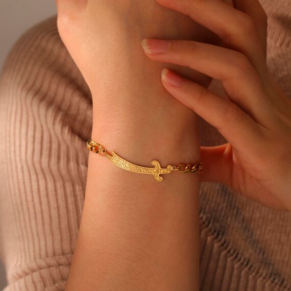 VASSAGO Zulfiqar Armband für Frauen Männer Edelstahl Imam Ali Schwert Armband Islamisches arabisches Geflochtenes Seil-Schnur Islam Muslimischer Schmuck