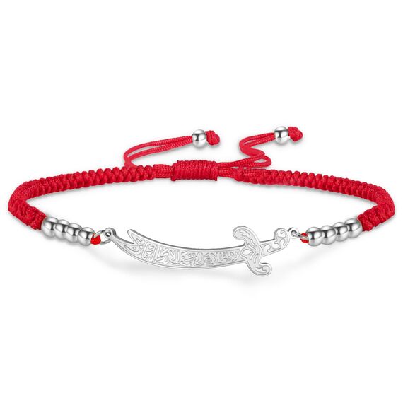VASSAGO Zulfiqar Armband für Frauen Männer Edelstahl Imam Ali Schwert Anhänger Islamisches arabisches Geflochtenes Seil-Schnur Islam Muslimischer Schmuck (String-R-S)