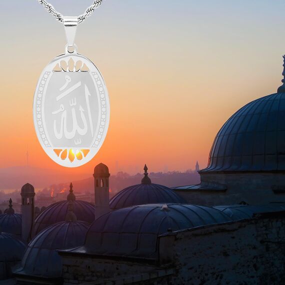 TOLOWOBK Allah kette Islam Kette Herren Damen | Personalisiert Koran Verse Islamisch Muslim Religiöser Allah Anhänger Schmuck Edelstahl Shahada Geschenk für Ihn