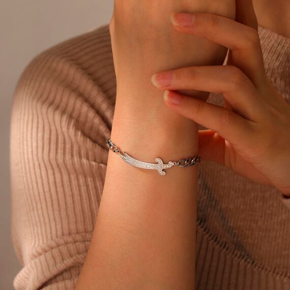 VASSAGO Zulfiqar Armband für Frauen Männer Edelstahl Imam Ali Schwert Armband Islamisches arabisches Geflochtenes Seil-Schnur Islam Muslimischer Schmuck