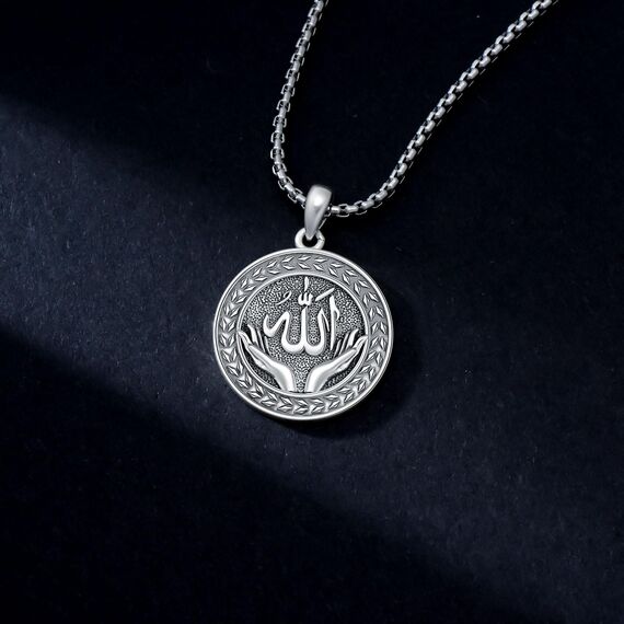 enjoylifecreative Allah Halskette für Herren Damen 925er Sterling Silber Arabische Muslim Anhänger Kette Islam Muslimische Religiöses Schmuck Geschenke für Frauen Männer