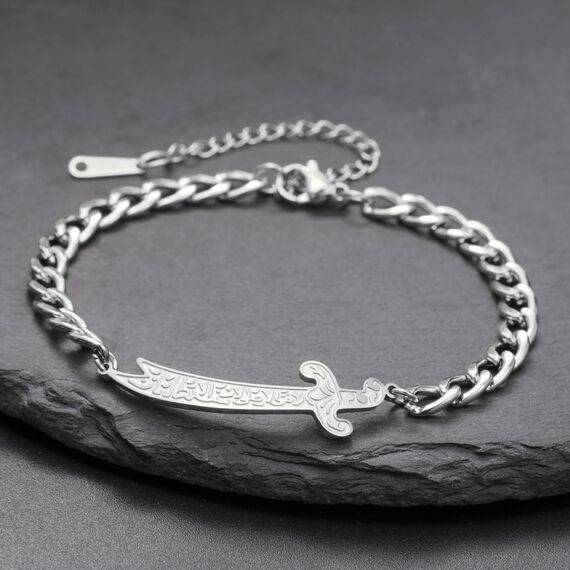 VASSAGO Zulfiqar Armband für Frauen Männer Edelstahl Imam Ali Schwert Armband Islamisches arabisches Geflochtenes Seil-Schnur Islam Muslimischer Schmuck