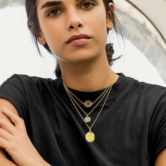 U7 Damen Halskette mit Allah Anhänger - Islam Kette Surah Koran Muslim Amulett - Gold Collier - Religiöse Kettenanhänger - Schmuck für Geburtstag