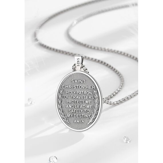 EUDORA Harmony Ball Heiliger Christophorus Kette Medaille für Damen Herren Sterling Silber 925, Christophorus Anhänger Halskette Amulett Christlicher Schmuck, Geschenke für Frauen Ihn, 22Zoll +2Zoll