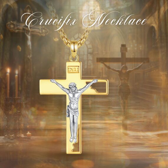 EUDORA Harmony Ball Kreuz Kette Mit Bibelvers für Damen Herren Sterling Silber S925 18K Vergoldet,Kruzifix Halskette Jesus Kreuz Anhänger Glaube Schmuck Christlicher Geschenk für Herren Frauen, 22"