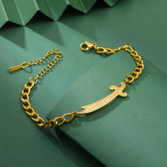VASSAGO Zulfiqar Armband für Frauen Männer Edelstahl Imam Ali Schwert Armband Islamisches arabisches Geflochtenes Seil-Schnur Islam Muslimischer Schmuck