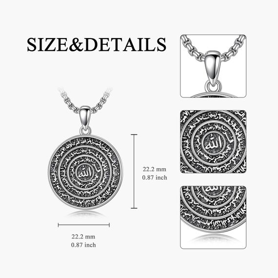 enjoylifecreative Allah Halskette für Herren Damen 925er Sterling Silber Arabische Muslim Anhänger Kette Islam Muslimische Religiöses Schmuck Geschenke für Frauen Männer