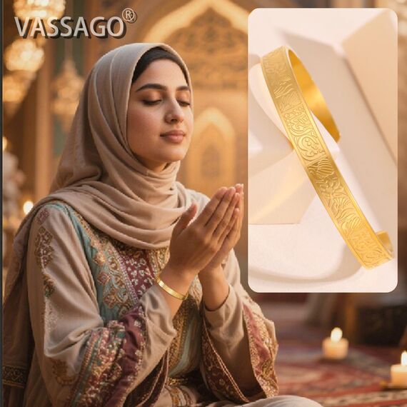 Ayatul Kursi-Armband für Damen und Herren islamisches Geschenk muslimischer Allah Koran offene Armreifen arabische Kalligraphie Lotusblüte Armreif Islam Eid Ramadan Schmuck (Ayatul Kursi Armband-G)