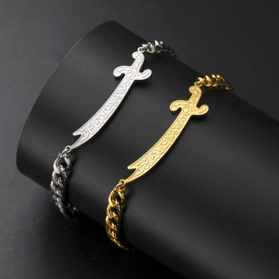 VASSAGO Zulfiqar Armband für Frauen Männer Edelstahl Imam Ali Schwert Armband Islamisches arabisches Geflochtenes Seil-Schnur Islam Muslimischer Schmuck