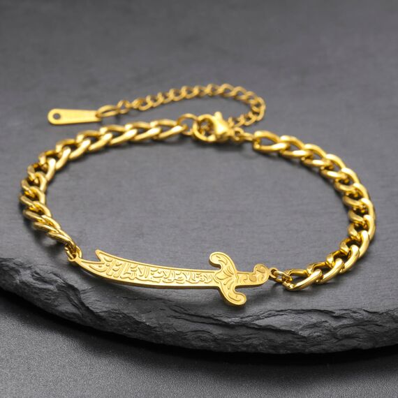 VASSAGO Zulfiqar Armband für Frauen Männer Edelstahl Imam Ali Schwert Armband Islamisches arabisches Geflochtenes Seil-Schnur Islam Muslimischer Schmuck