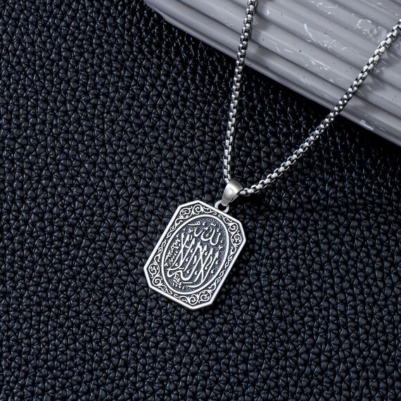 enjoylifecreative Allah Halskette für Herren 925er Sterling Silber Arabische Muslim Anhänger Kette Islam Muslimische Religiöses Schmuck Geschenke für Männer